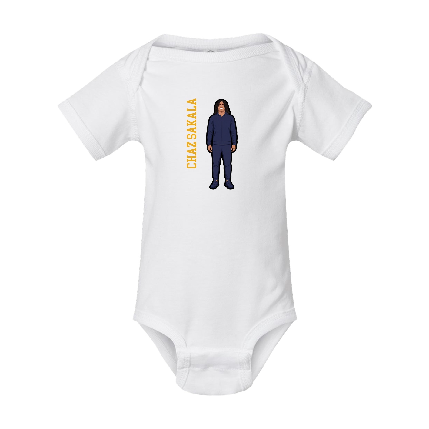 Baby Onesie — Name Vertical in White