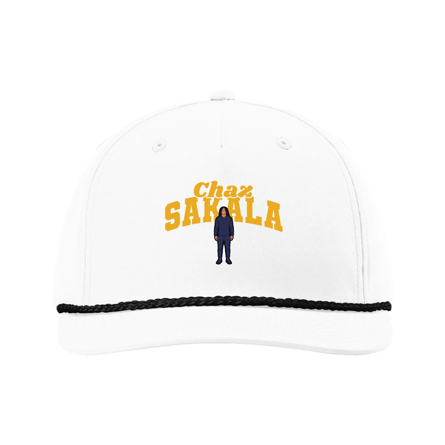 Five-Panel Classic Rope Cap — Signature Arch in White