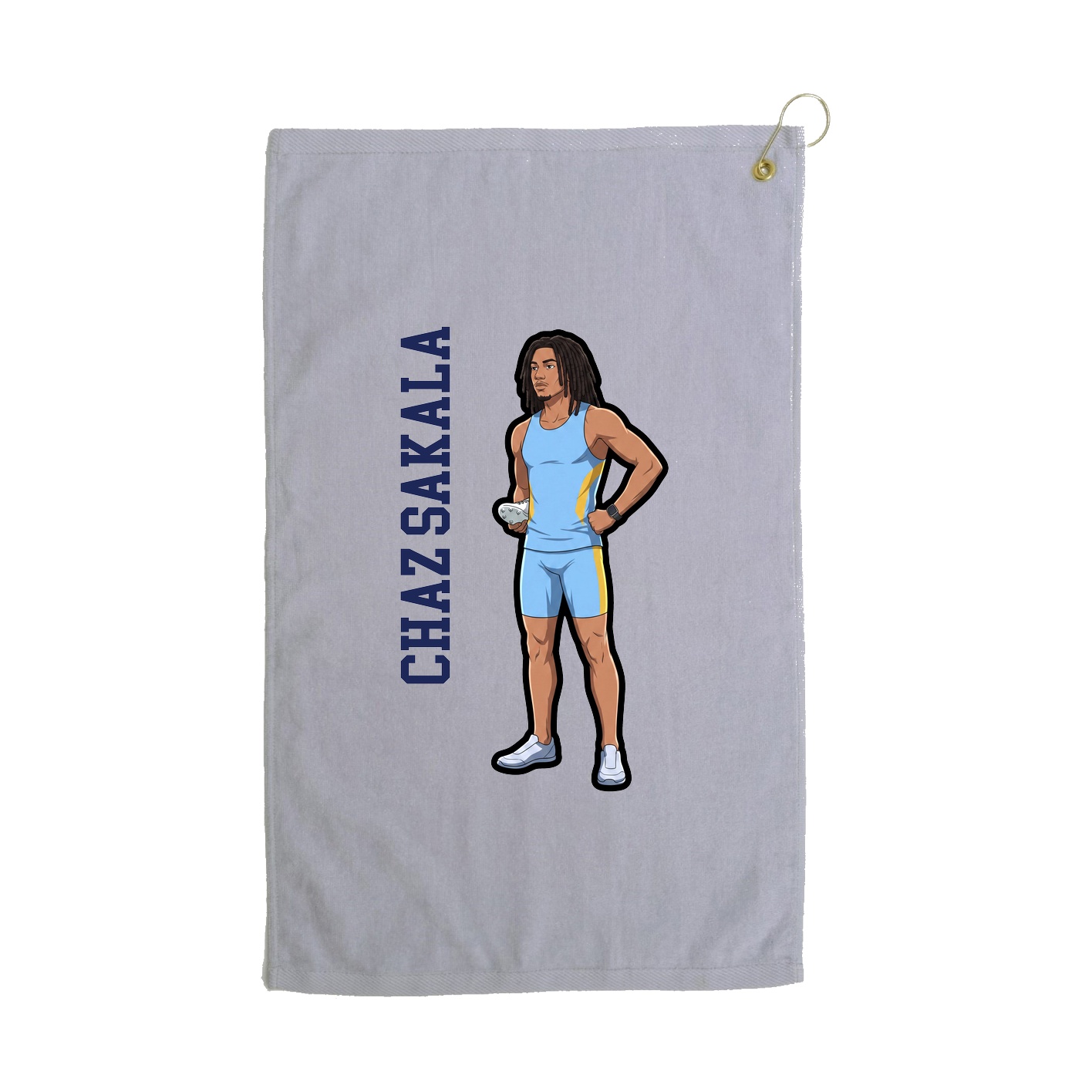 Golf Towel — Name Vertical in Grey