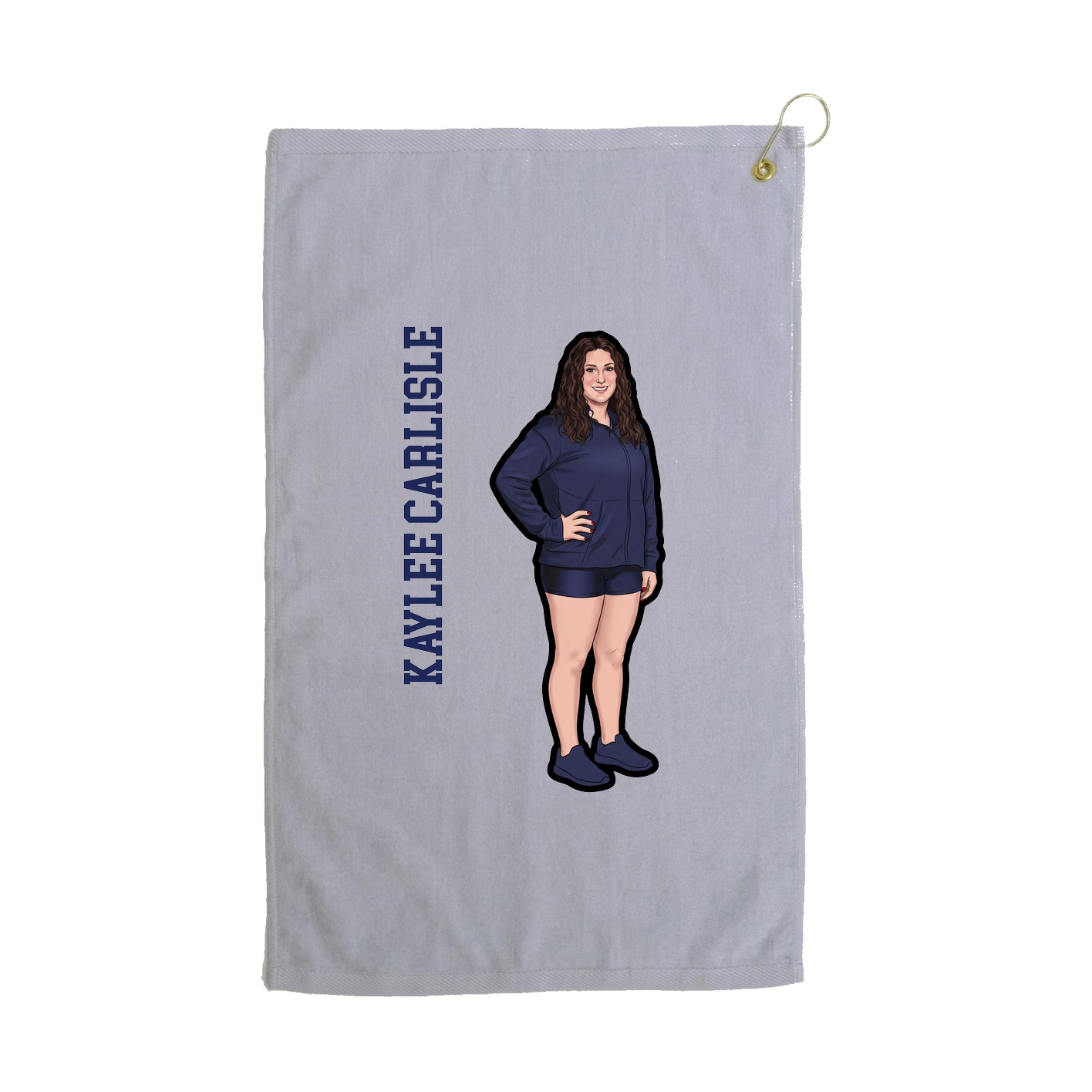 Golf Towel — Name Vertical in Grey