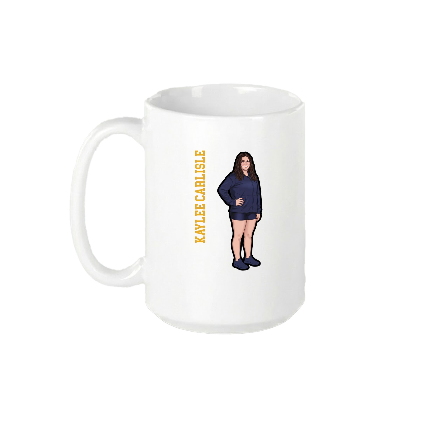 15oz Coffee Mug — Name Vertical in White