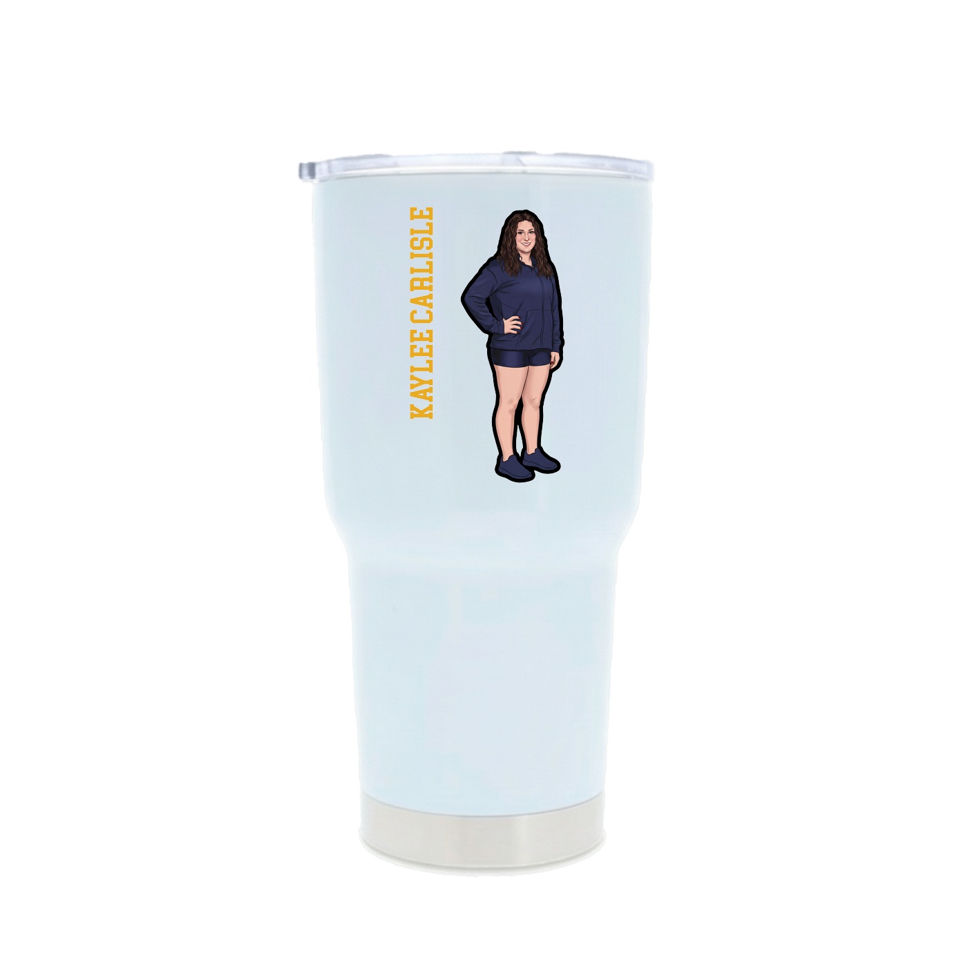 30oz Stainless Steel Tumbler — Name Vertical in White