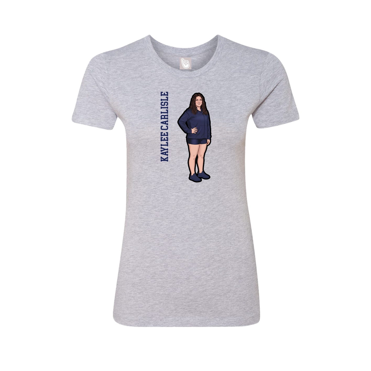 Fitted Women's Tee — Name Vertical in Grey