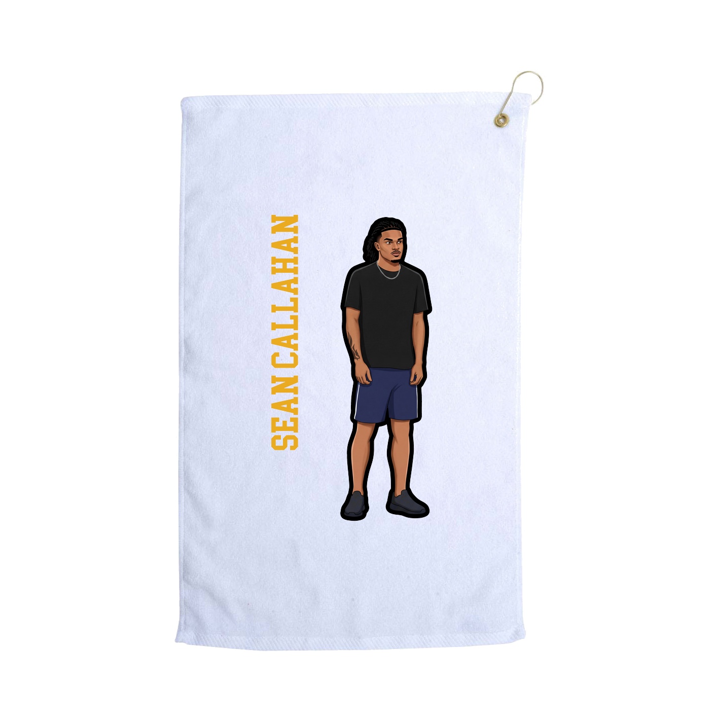 Golf Towel — Name Vertical in White