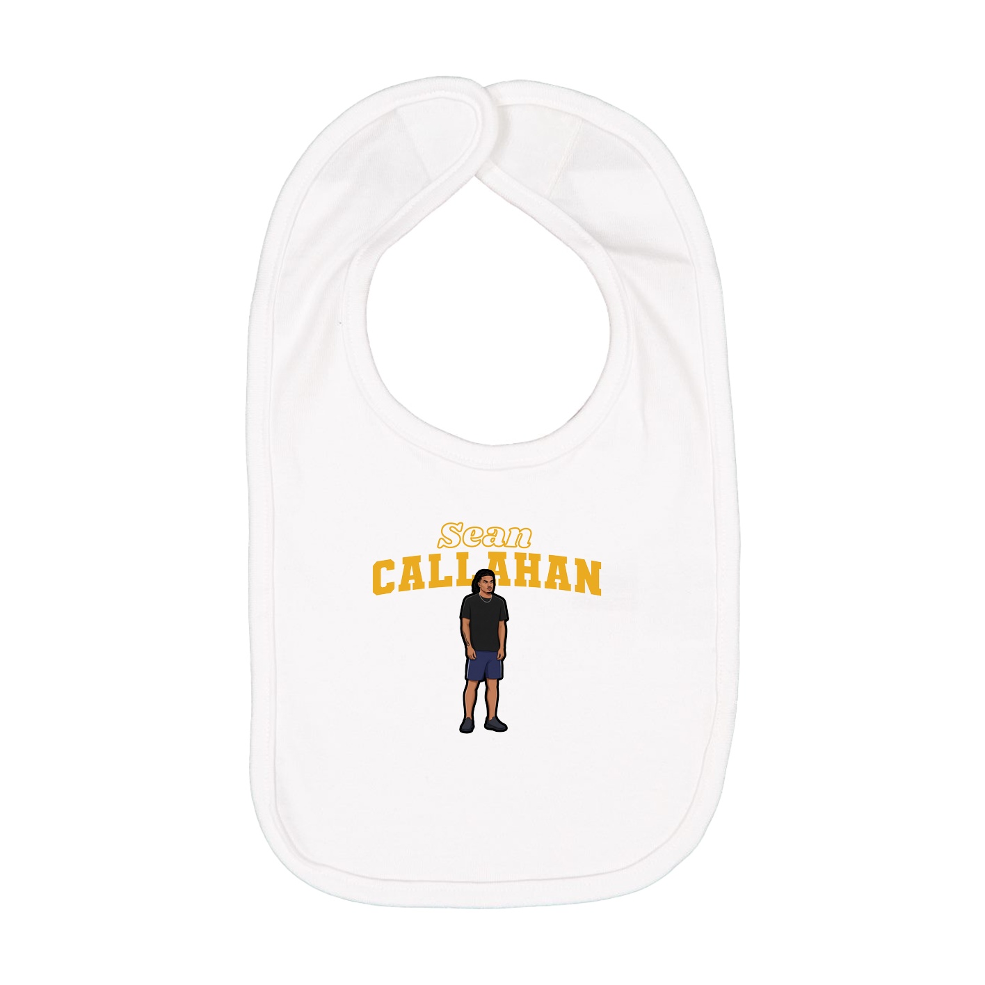 Infant Bib — Name Arch in White
