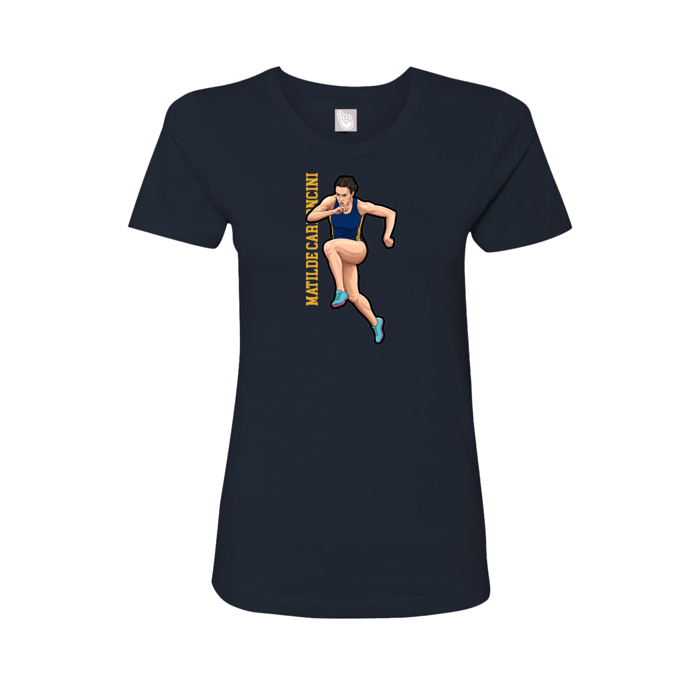 Fitted Women's Tee — Name Vertical in Navy