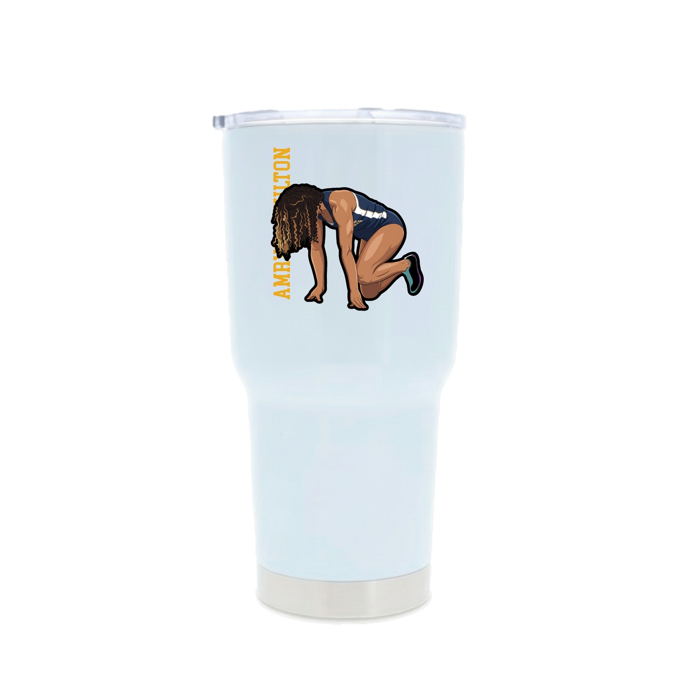 30oz Stainless Steel Tumbler — Name Vertical in White