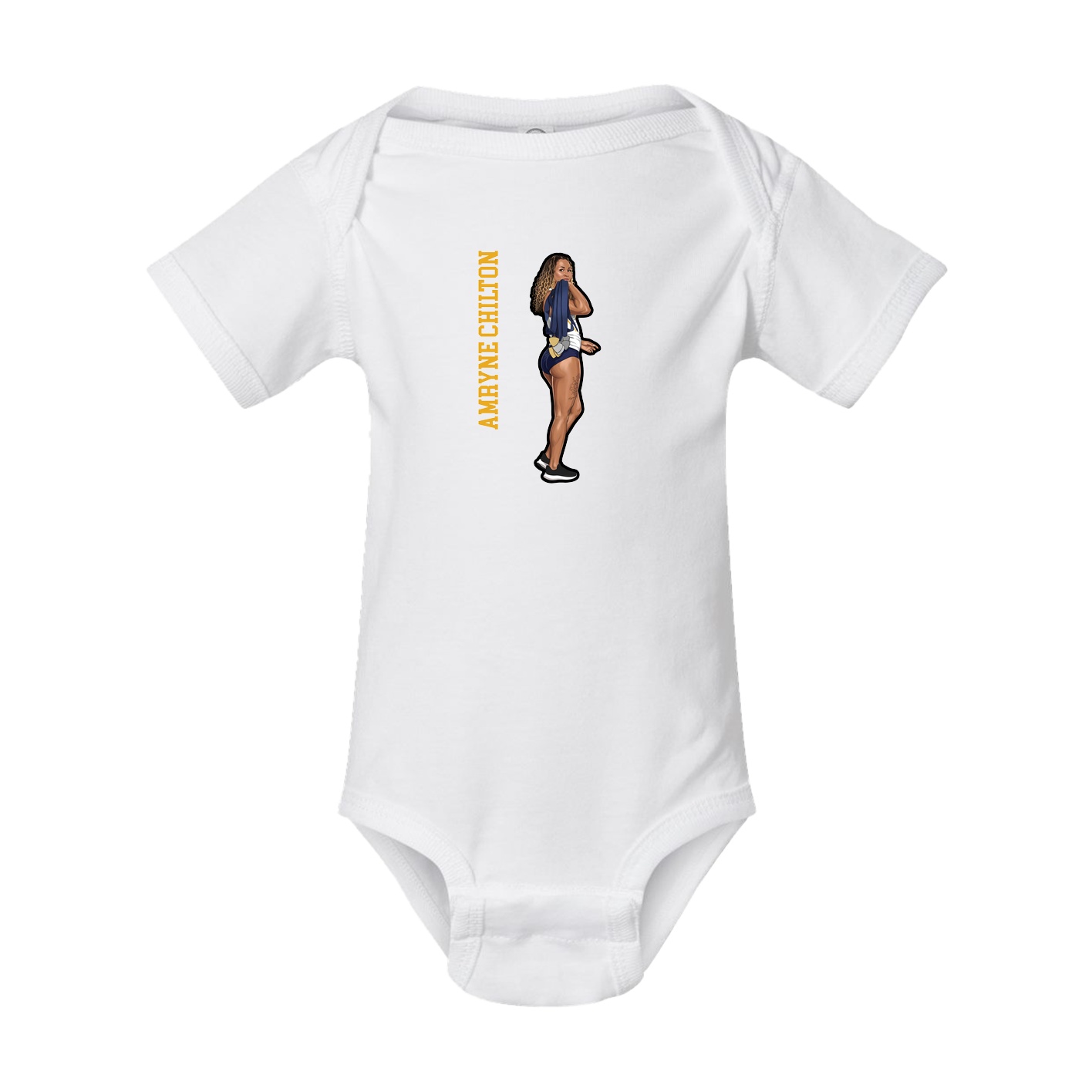 Baby Onesie — Name Vertical in White