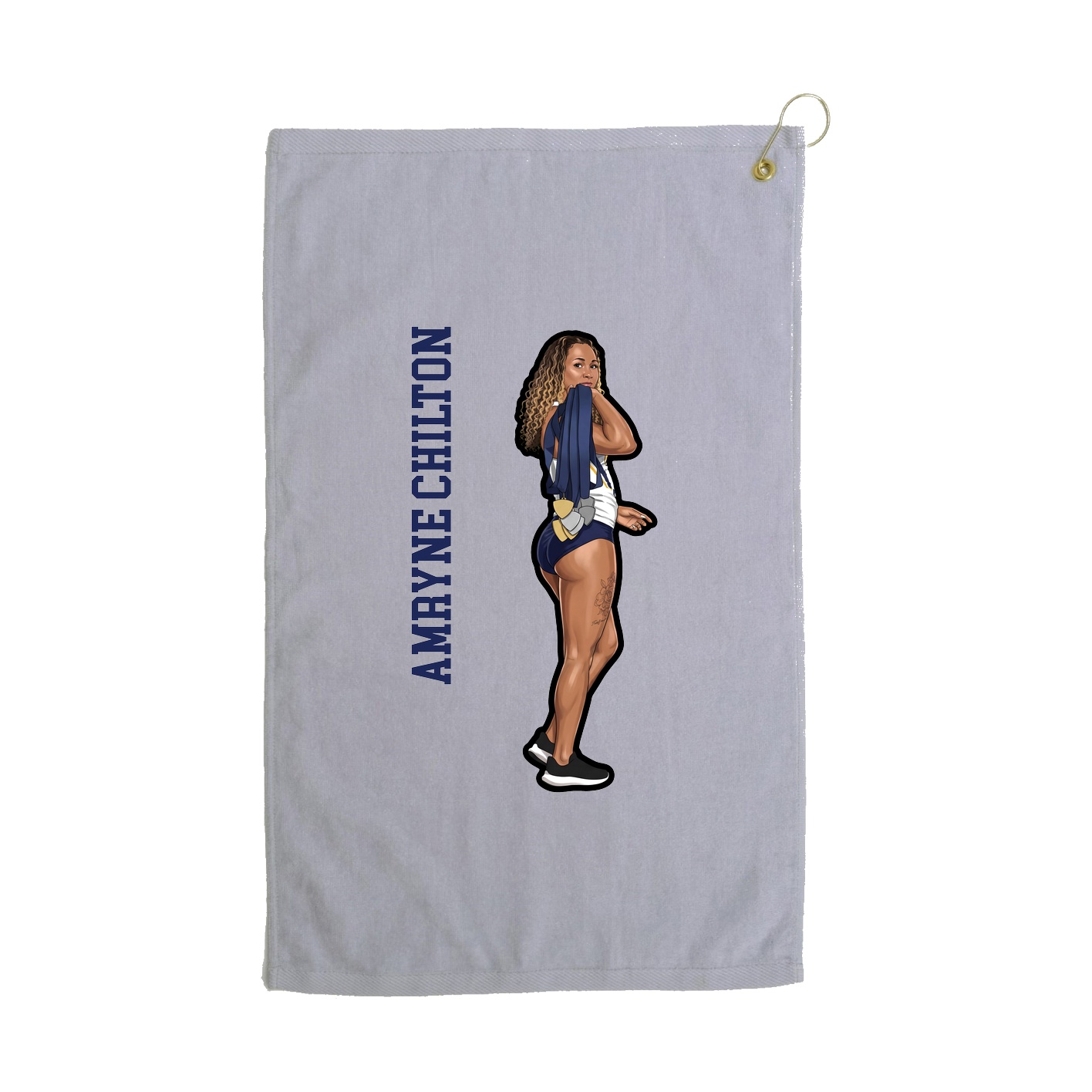 Golf Towel — Name Vertical in Grey