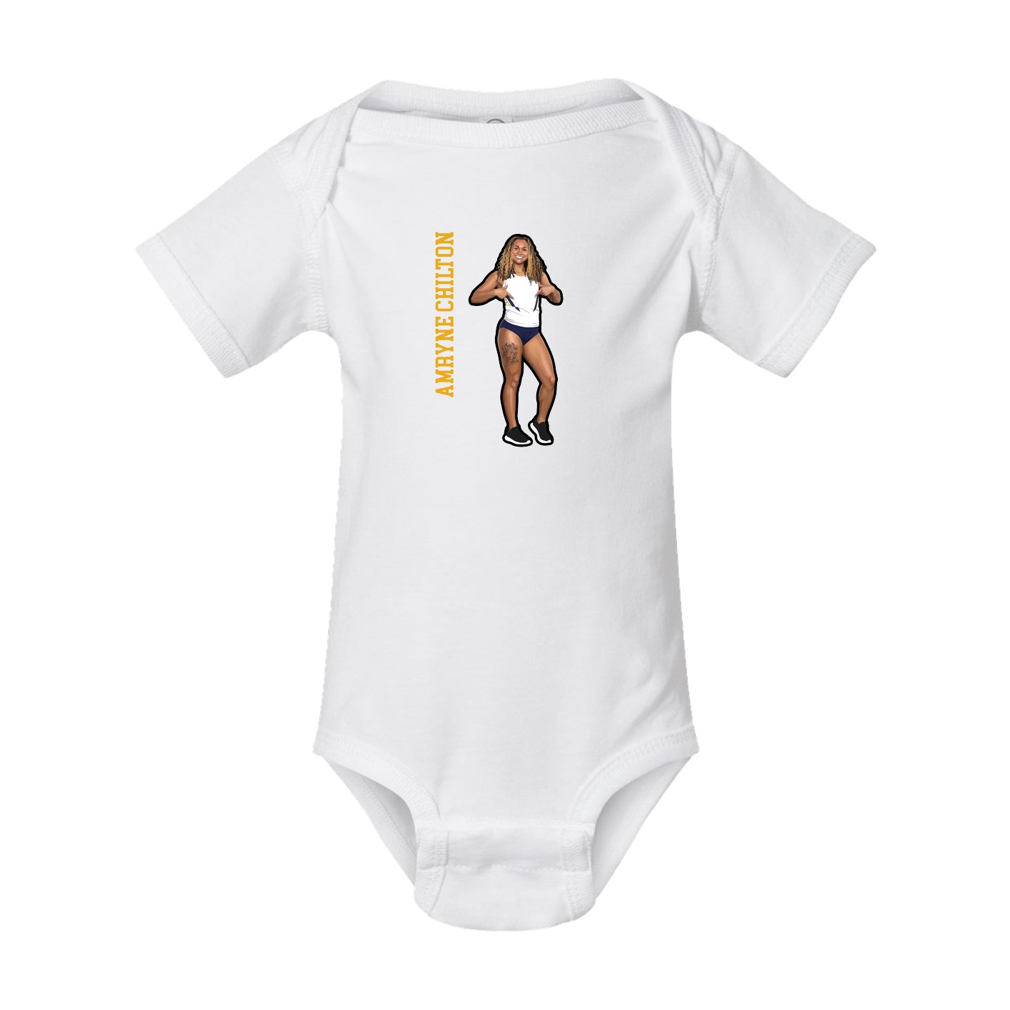 Baby Onesie — Name Vertical in White
