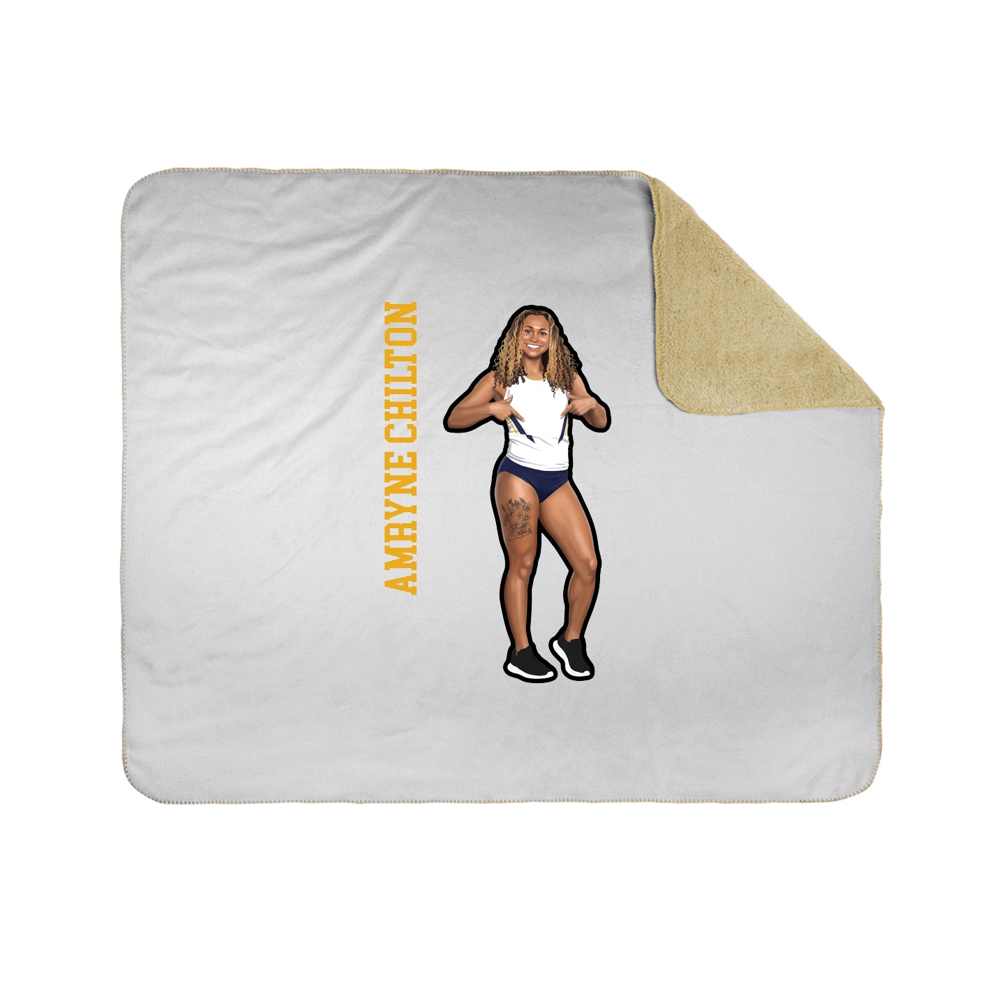 Throw Blanket — Name Vertical in White