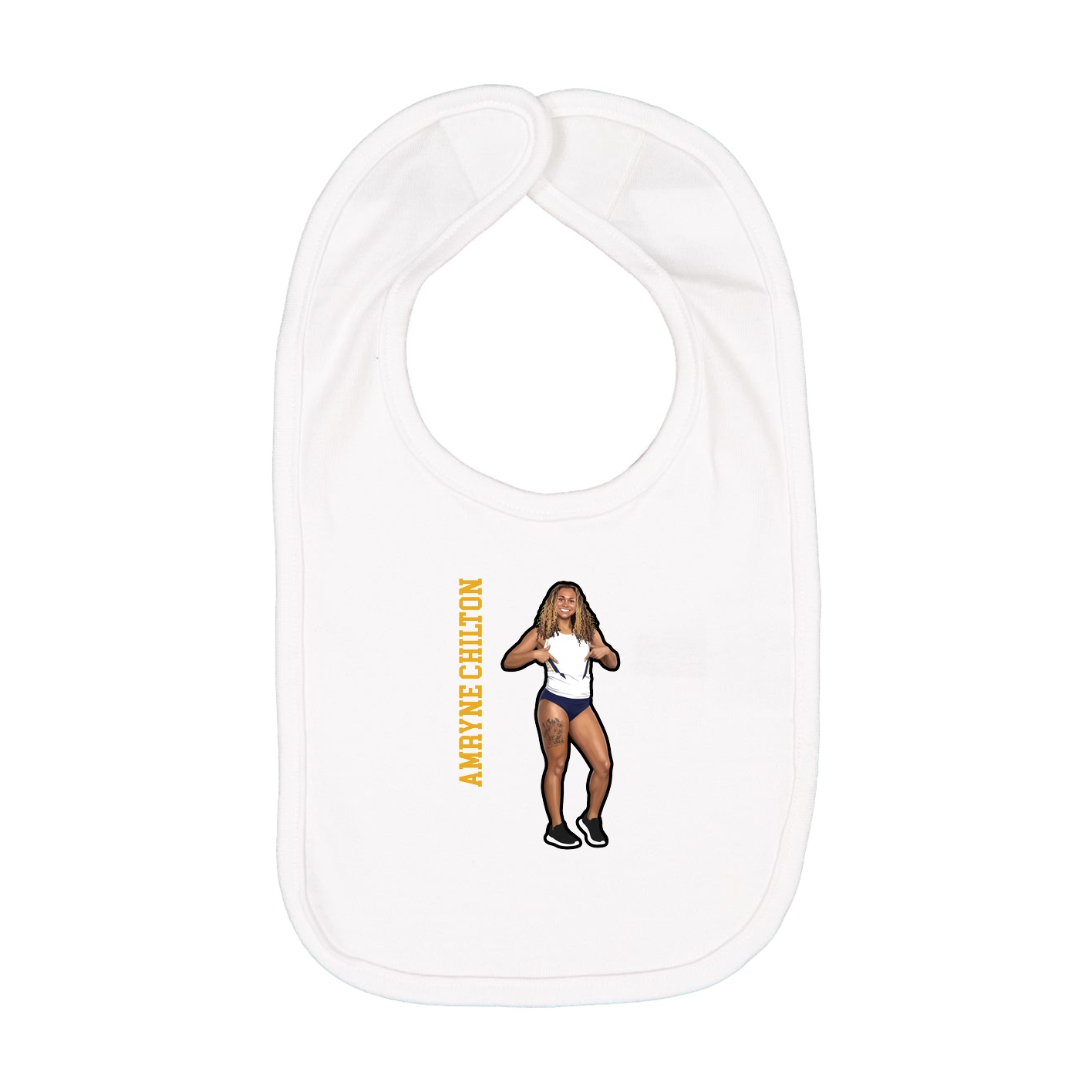 Infant Bib — Name Vertical in White