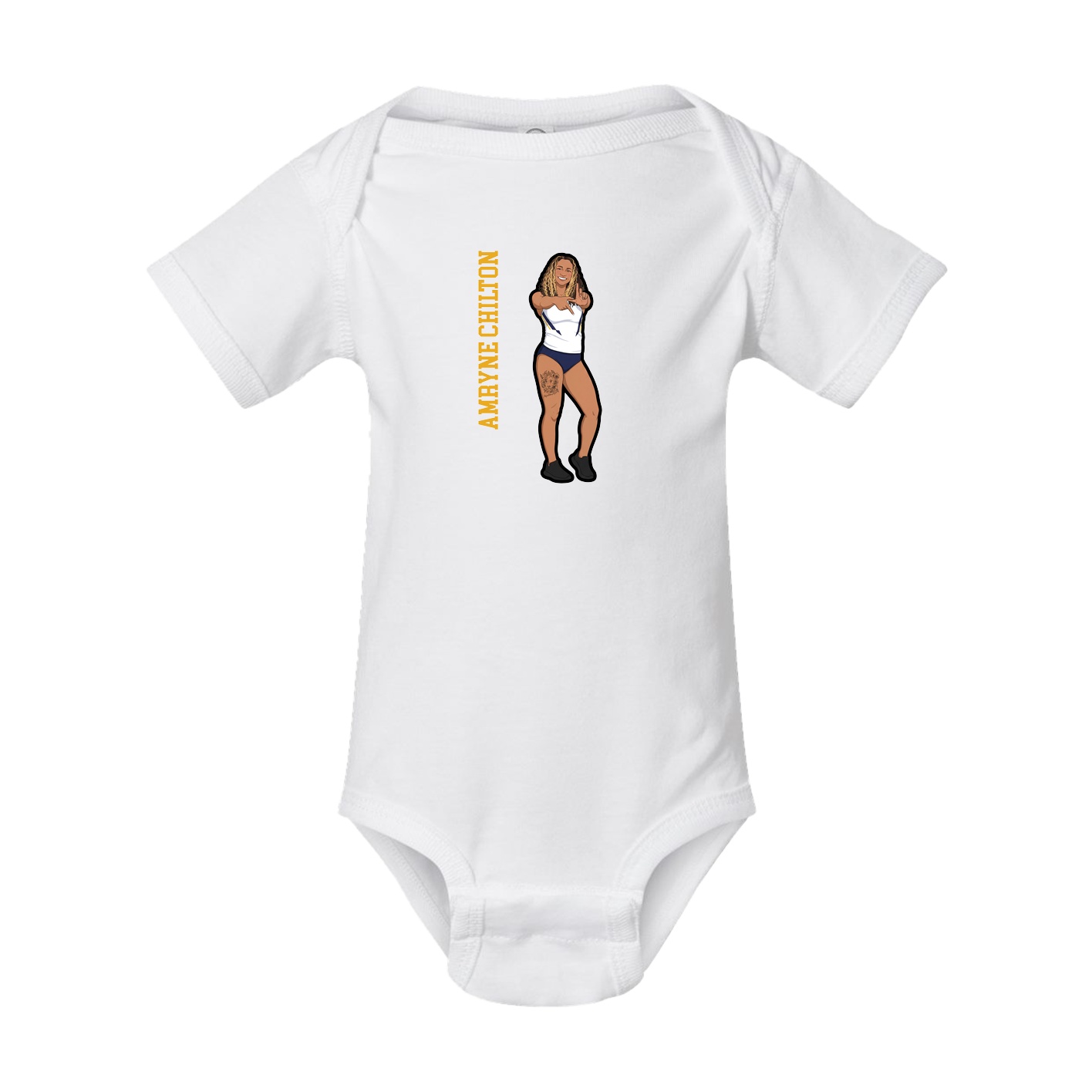 Baby Onesie — Name Vertical in White