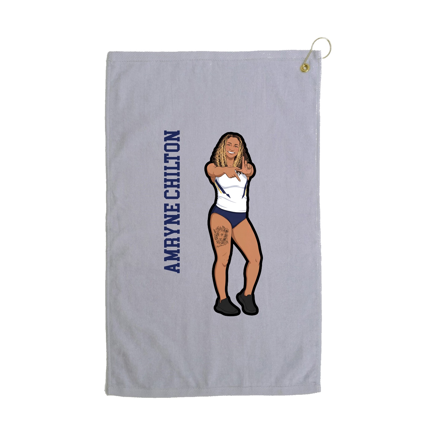 Golf Towel — Name Vertical in Grey