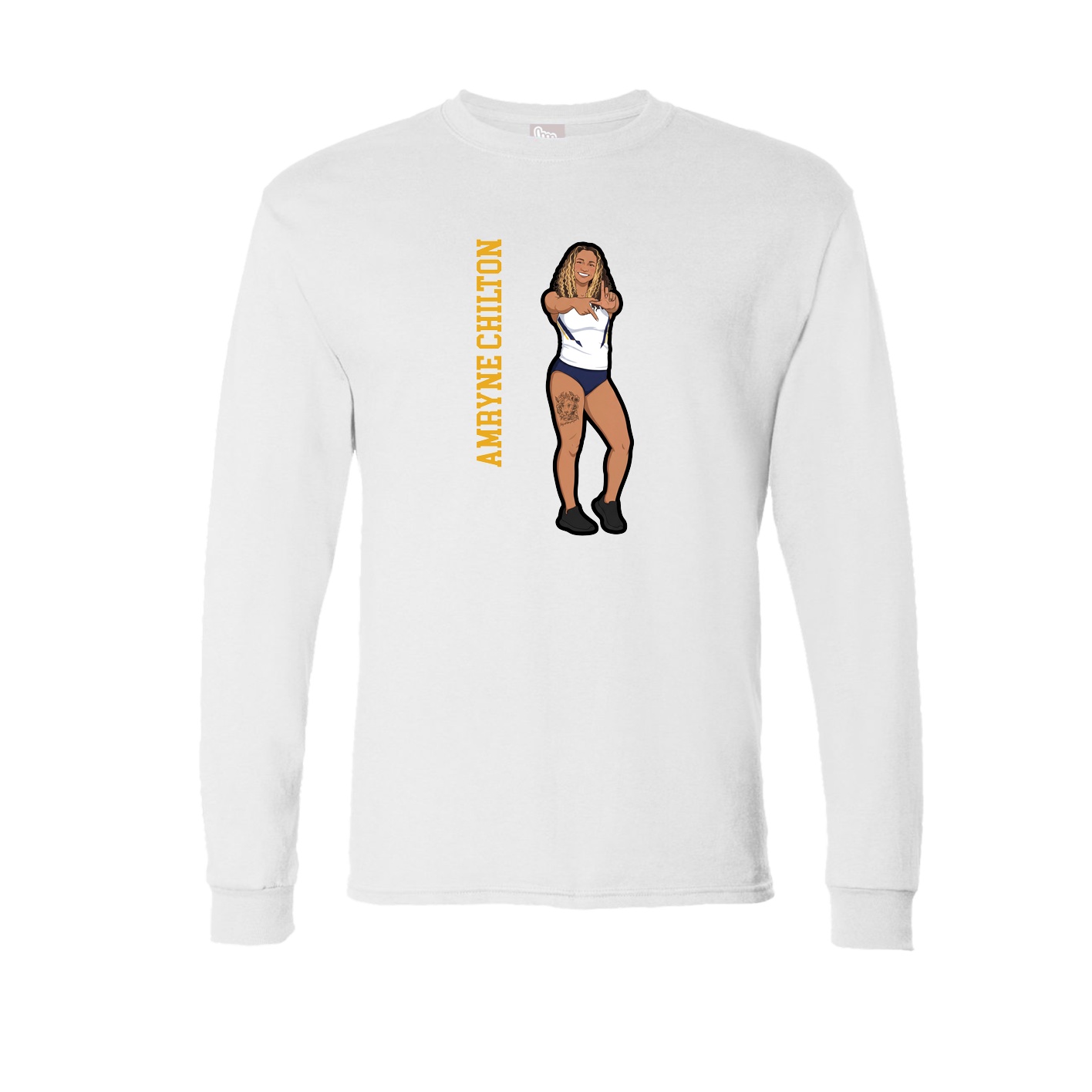 Long Sleeve Tee — Name Vertical in White
