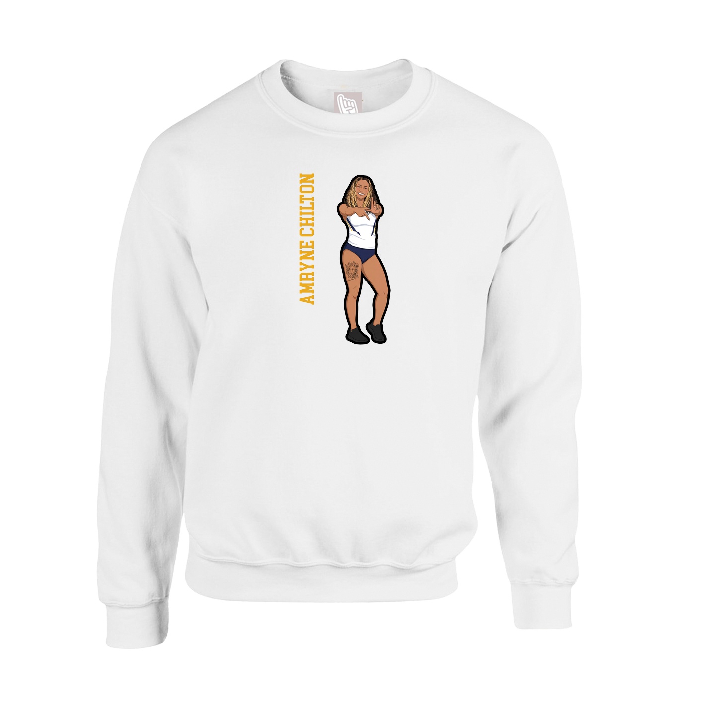 Fleece Crew — Name Vertical in White