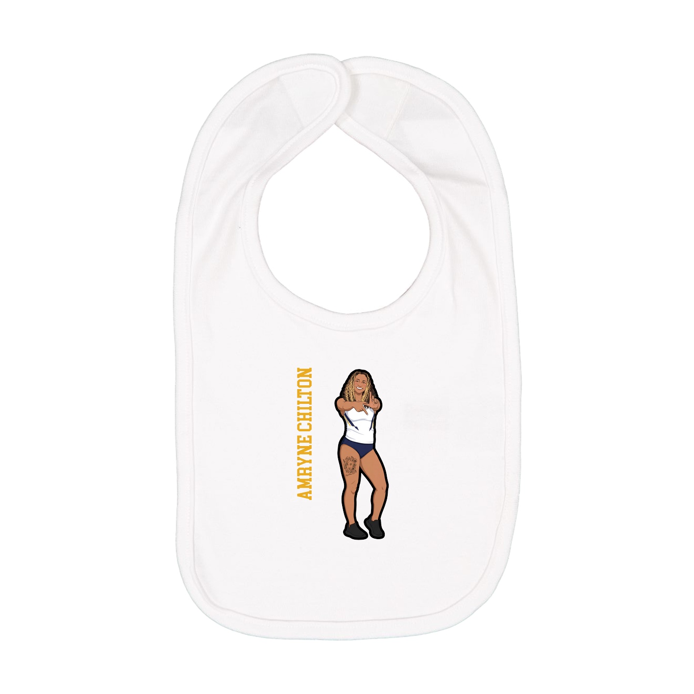 Infant Bib — Name Vertical in White