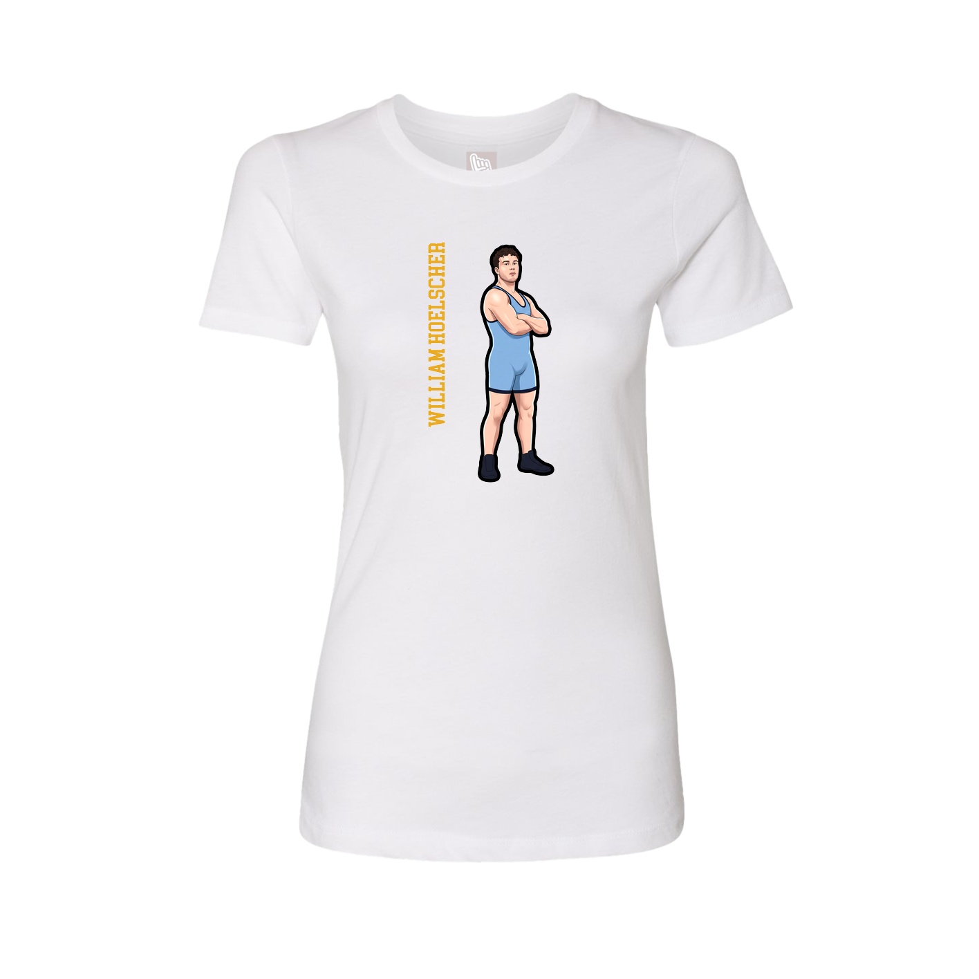 Fitted Women's Tee — Name Vertical in White