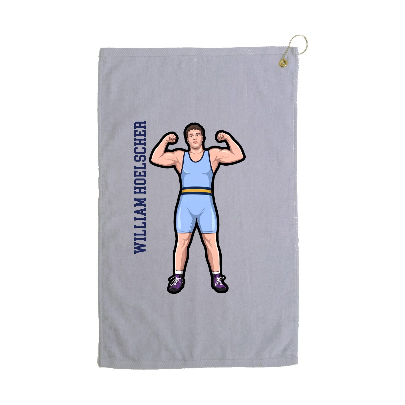 Golf Towel — Name Vertical in Grey