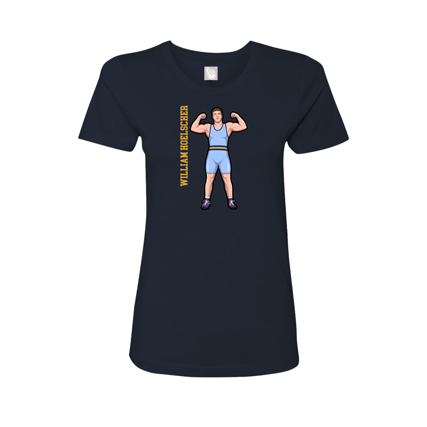 Fitted Women's Tee — Name Vertical in Navy