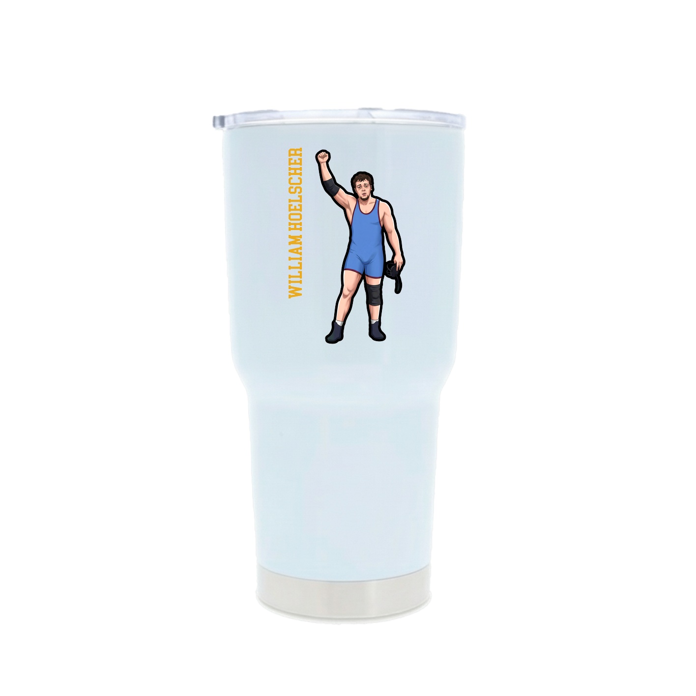 30oz Stainless Steel Tumbler — Name Vertical in White