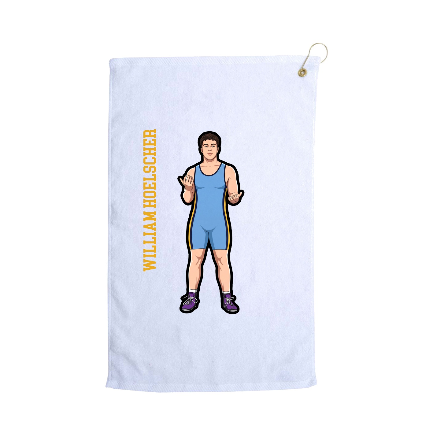 Golf Towel — Name Vertical in White