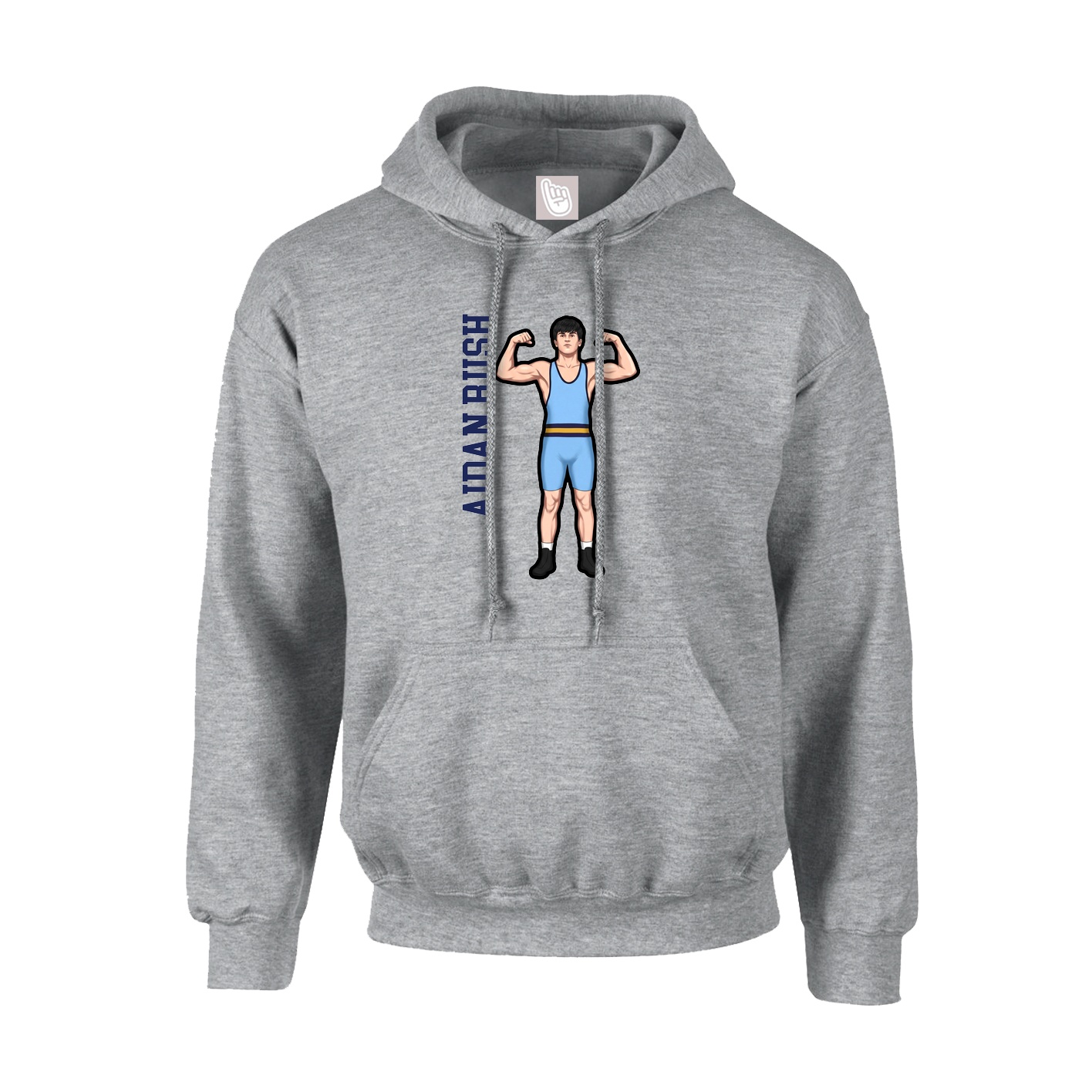 Hoodie — Name Vertical in Grey