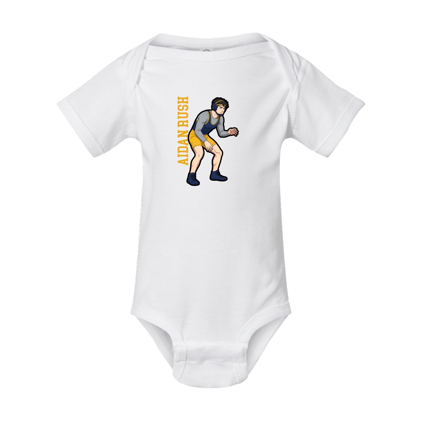 Baby Onesie — Name Vertical in White