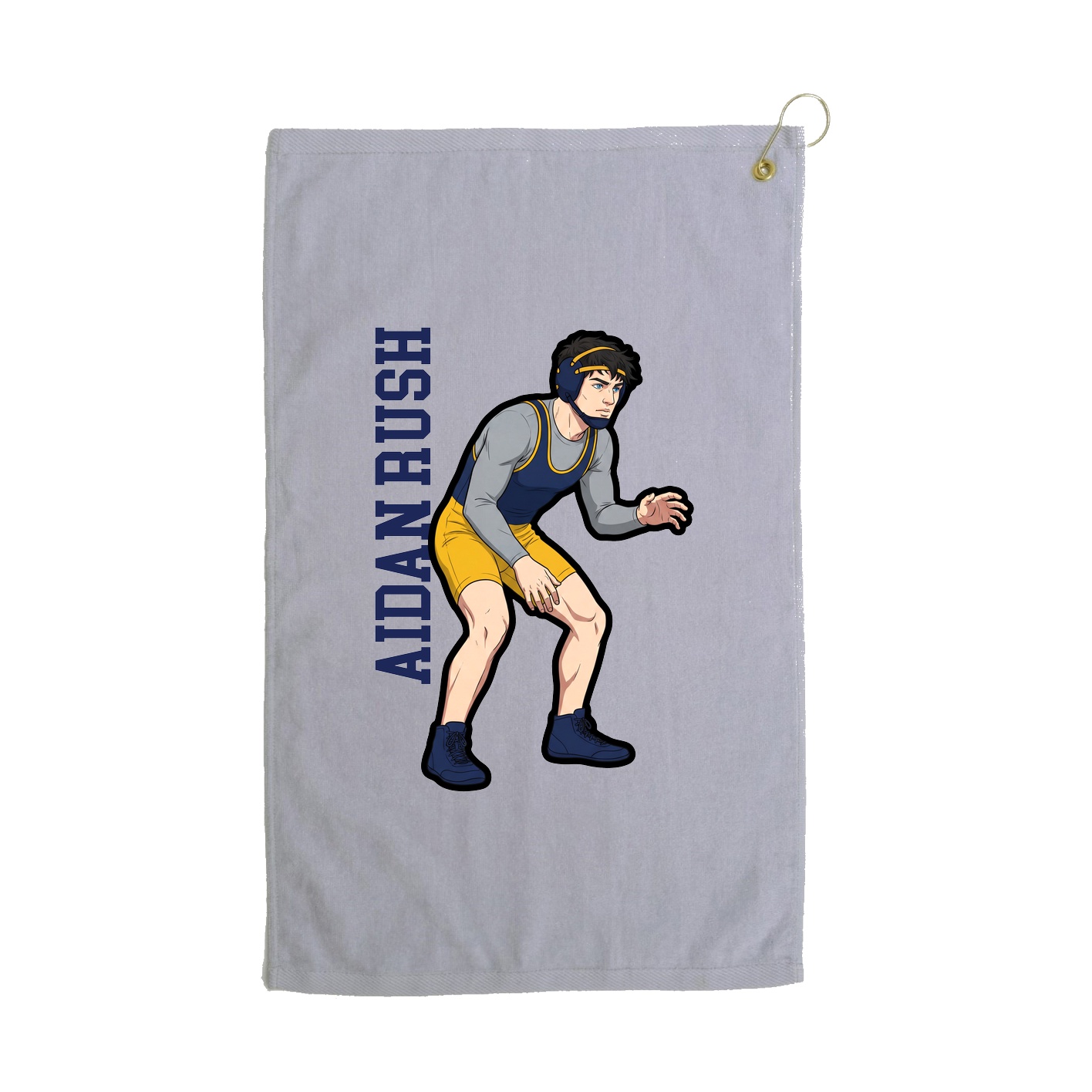 Golf Towel — Name Vertical in Grey