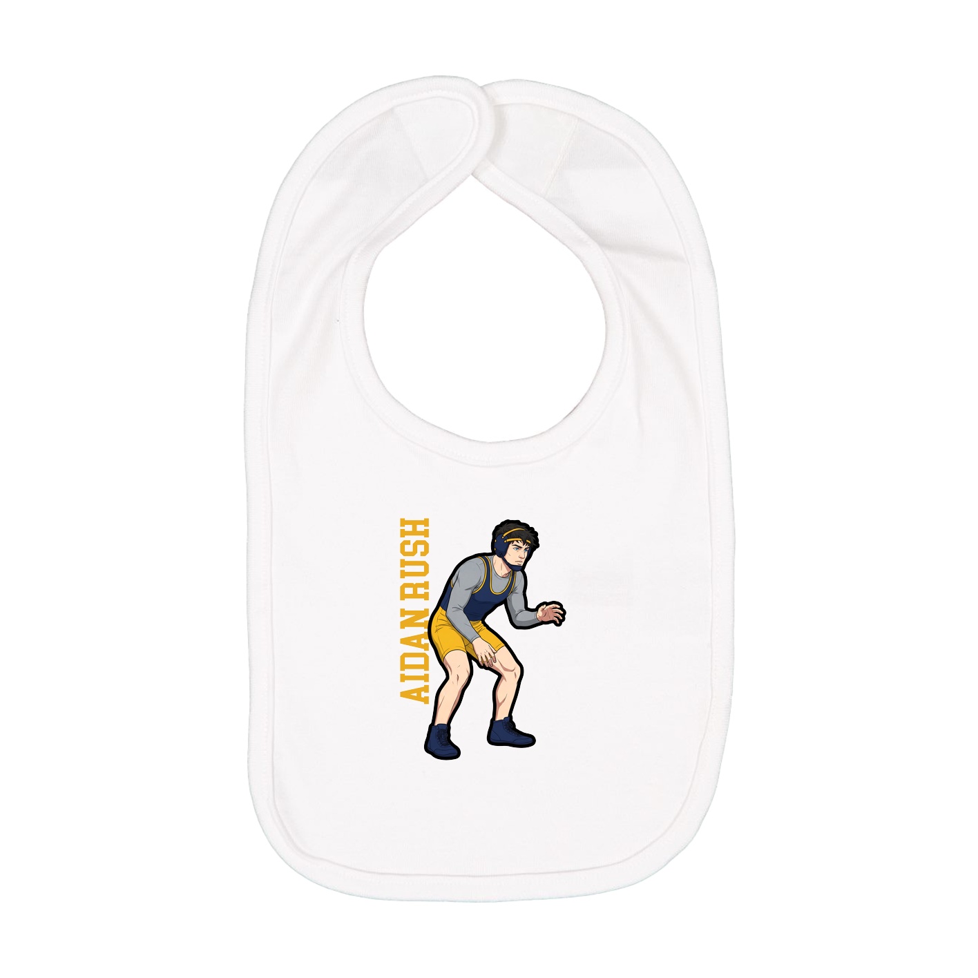 Infant Bib — Name Vertical in White