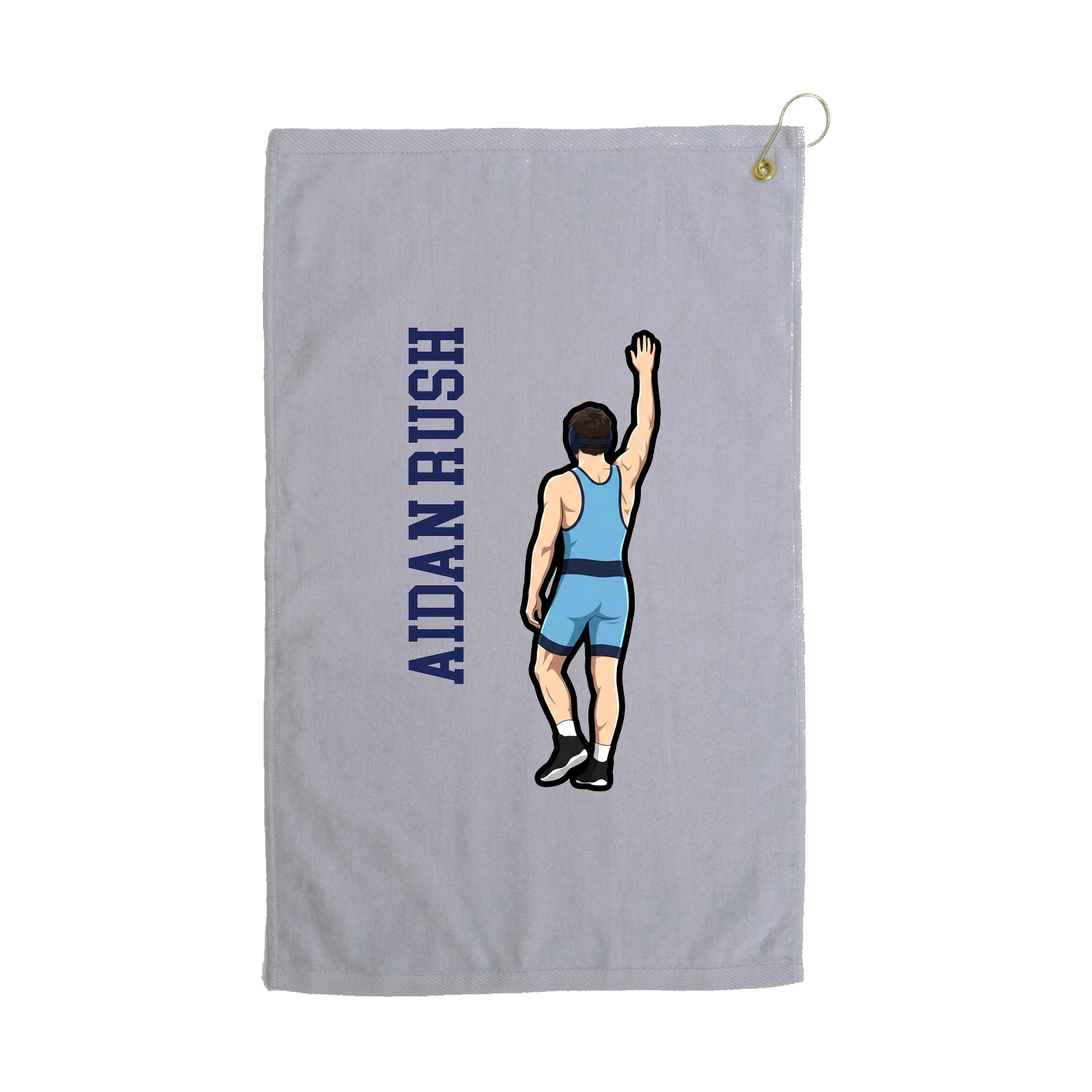 Golf Towel — Name Vertical in Grey