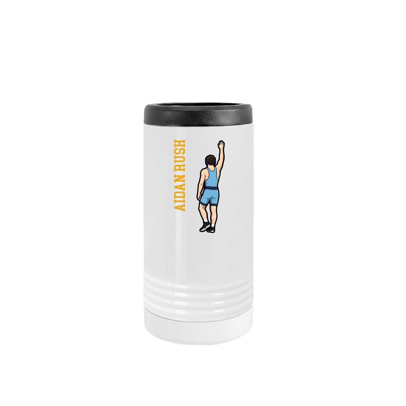 Slim Beverage Holder — Name Vertical in White