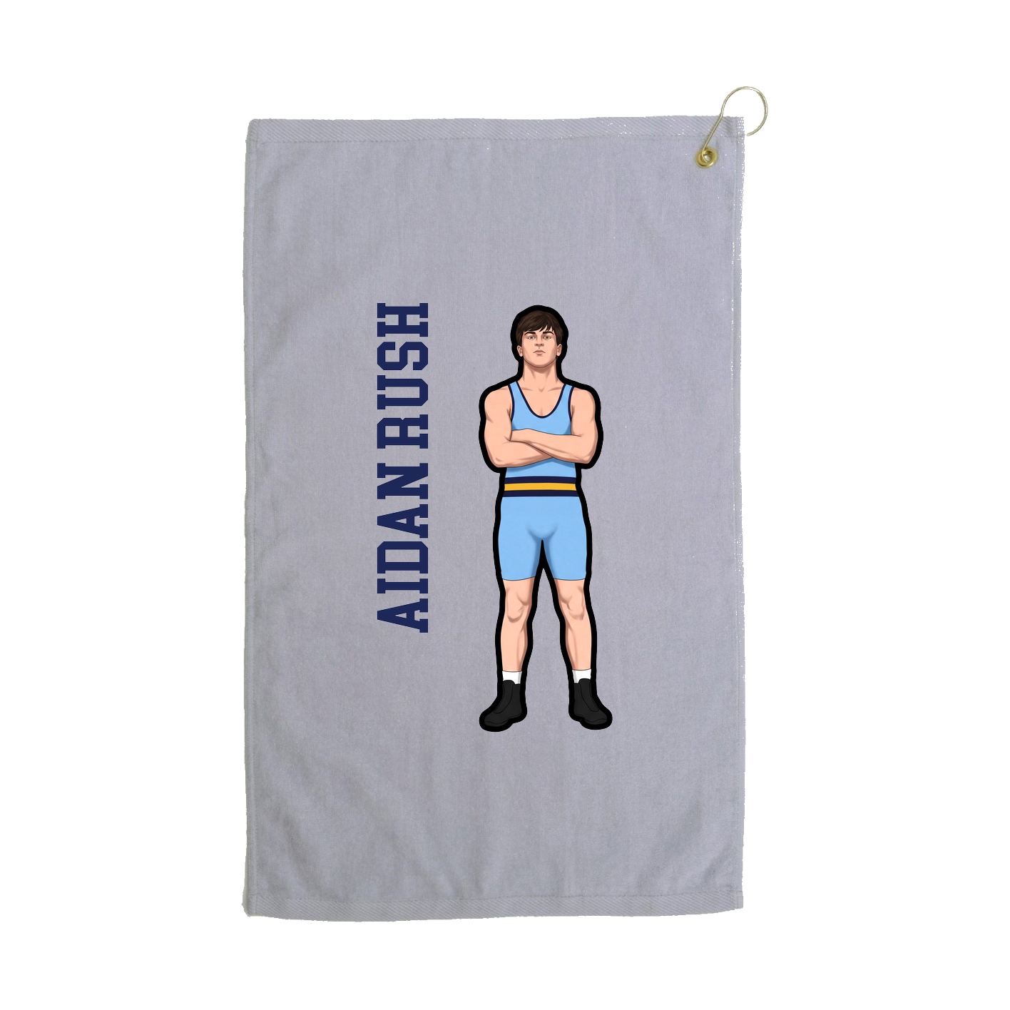 Golf Towel — Name Vertical in Grey