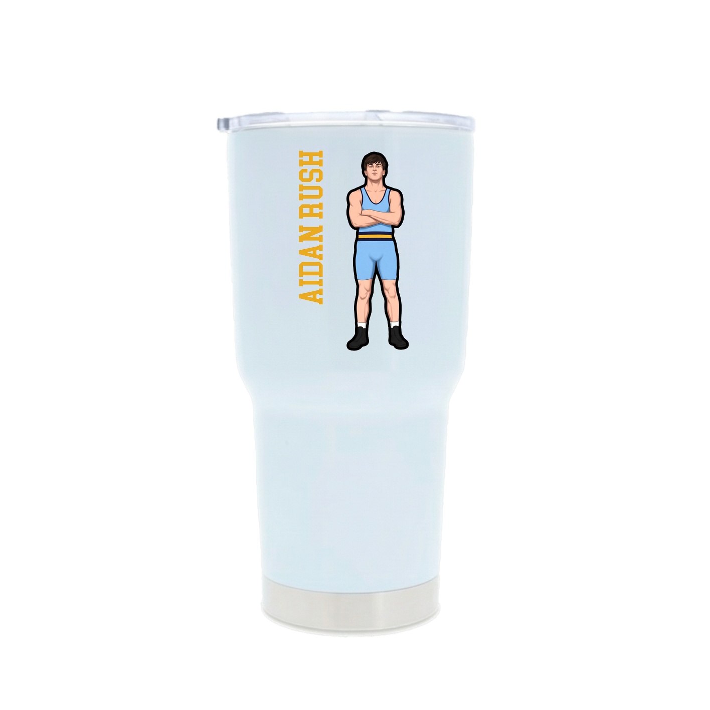 30oz Stainless Steel Tumbler — Name Vertical in White