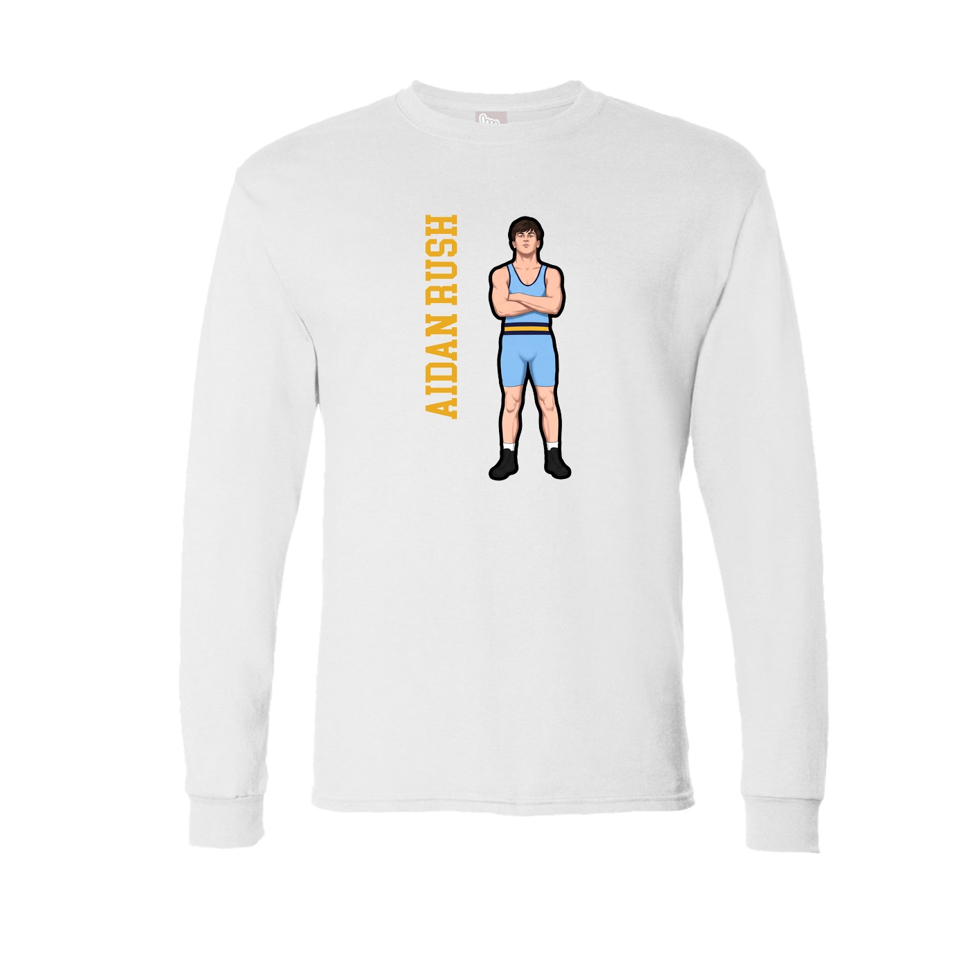 Long Sleeve Tee — Name Vertical in White