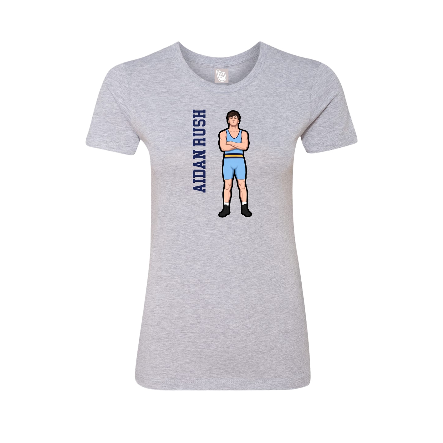 Fitted Women's Tee — Name Vertical in Grey
