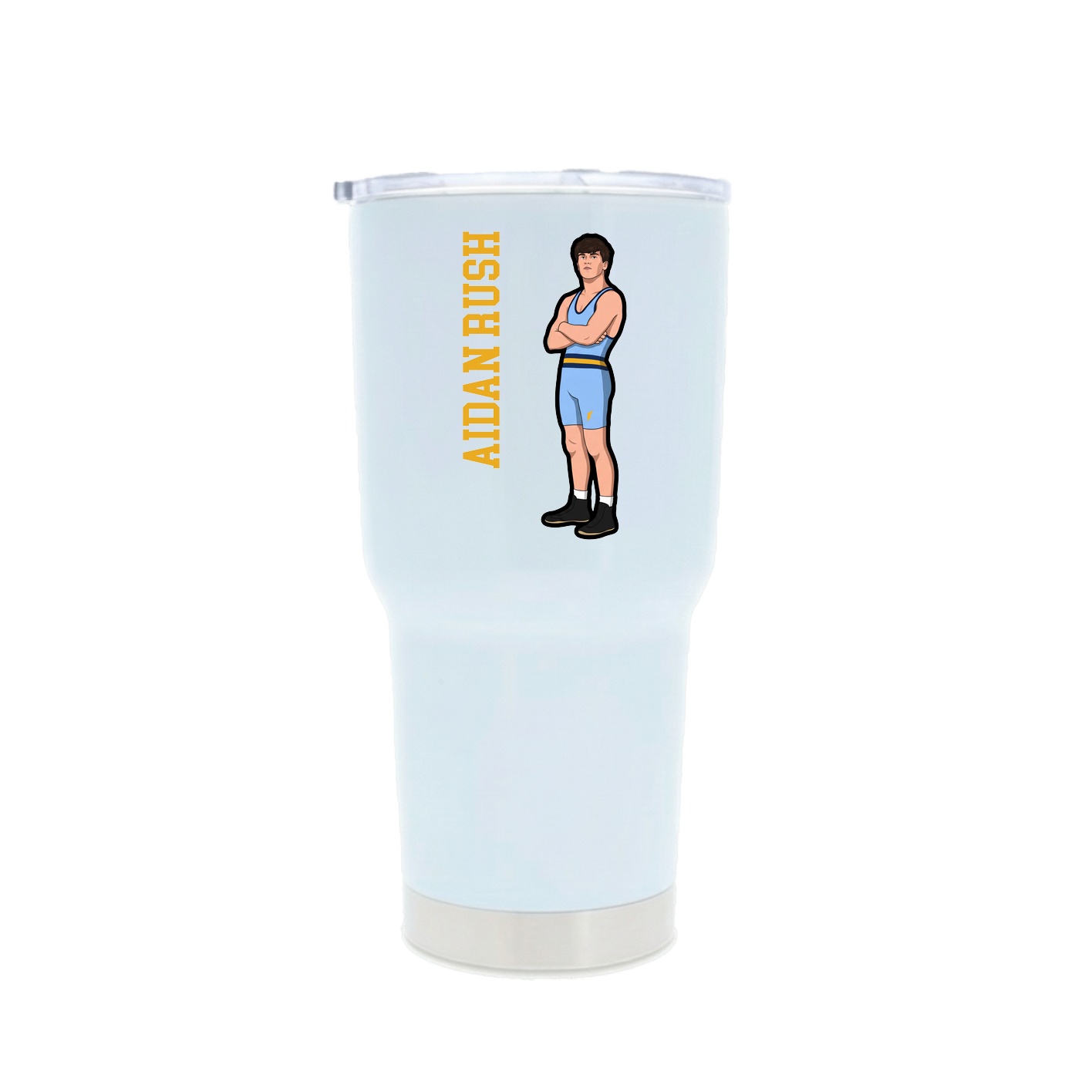 30oz Stainless Steel Tumbler — Name Vertical in White