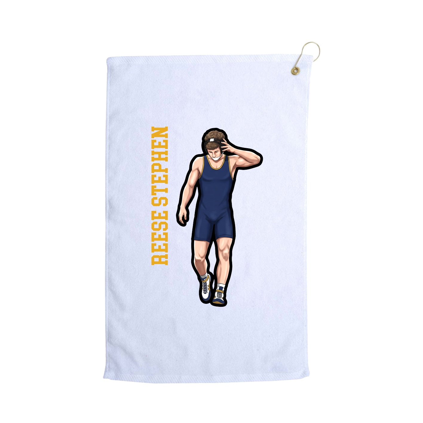 Golf Towel — Name Vertical in White