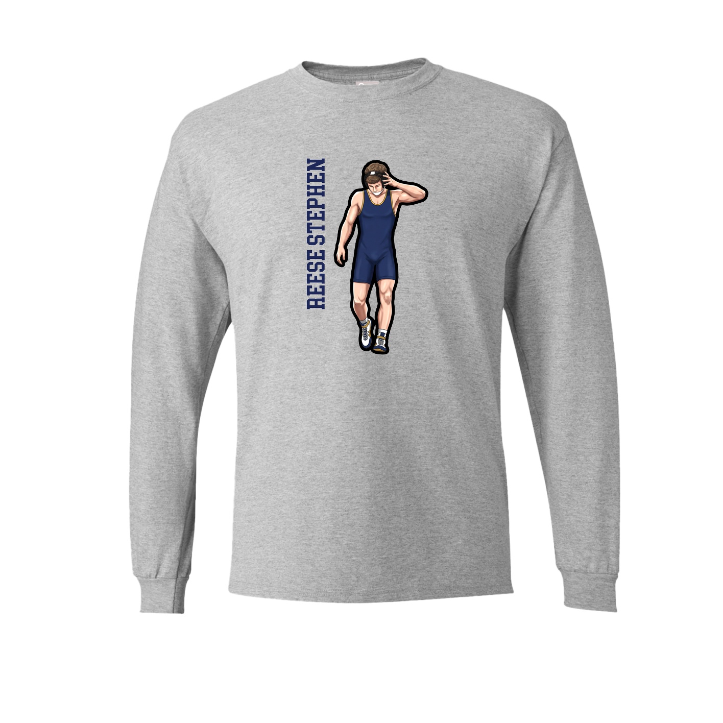 Long Sleeve Tee — Name Vertical in Grey