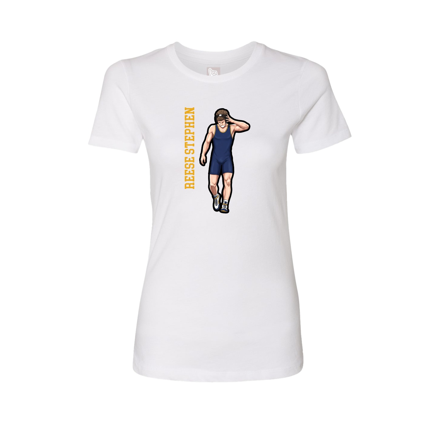 Womens Tee — Name Vertical in White