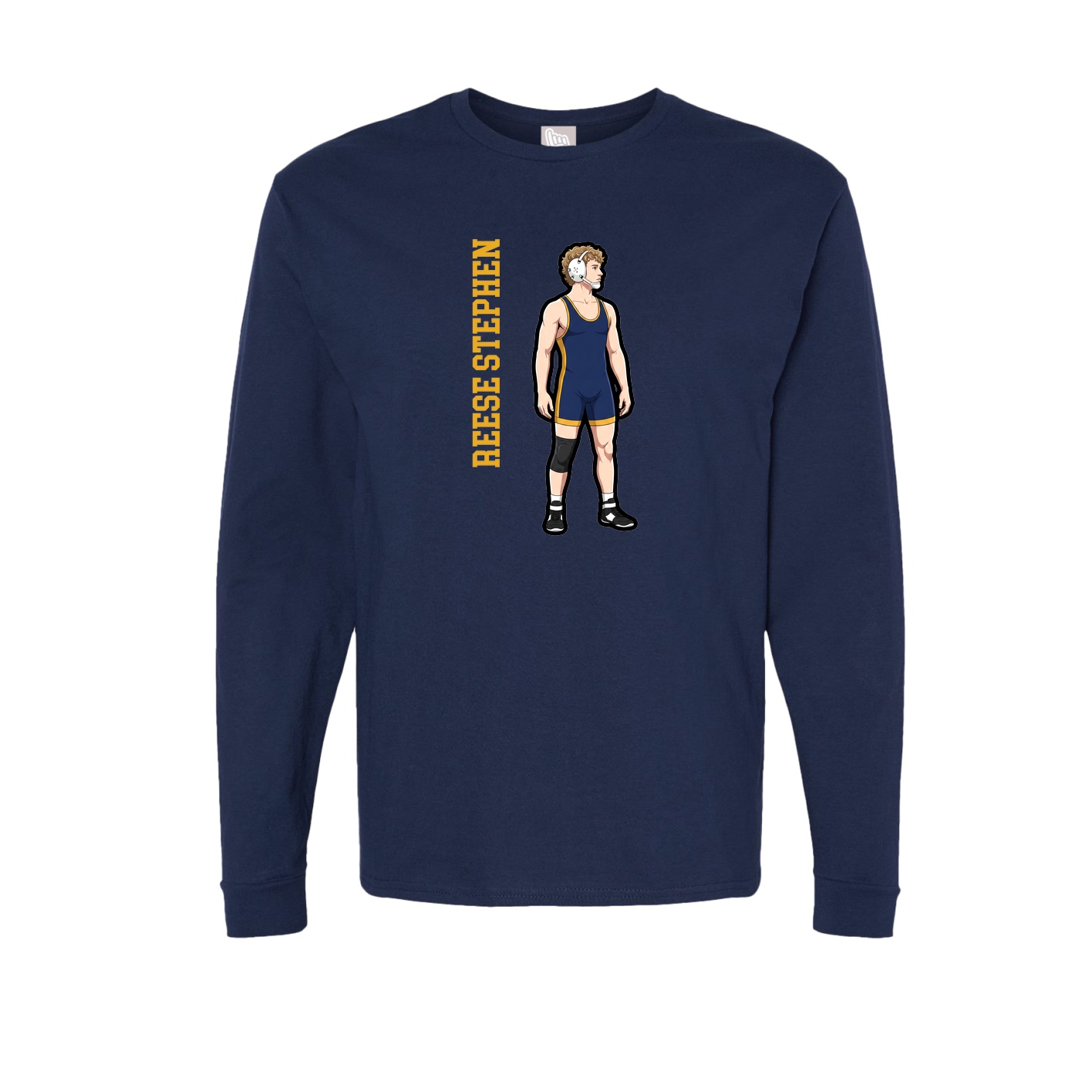 Long Sleeve Tee — Name Vertical in Navy