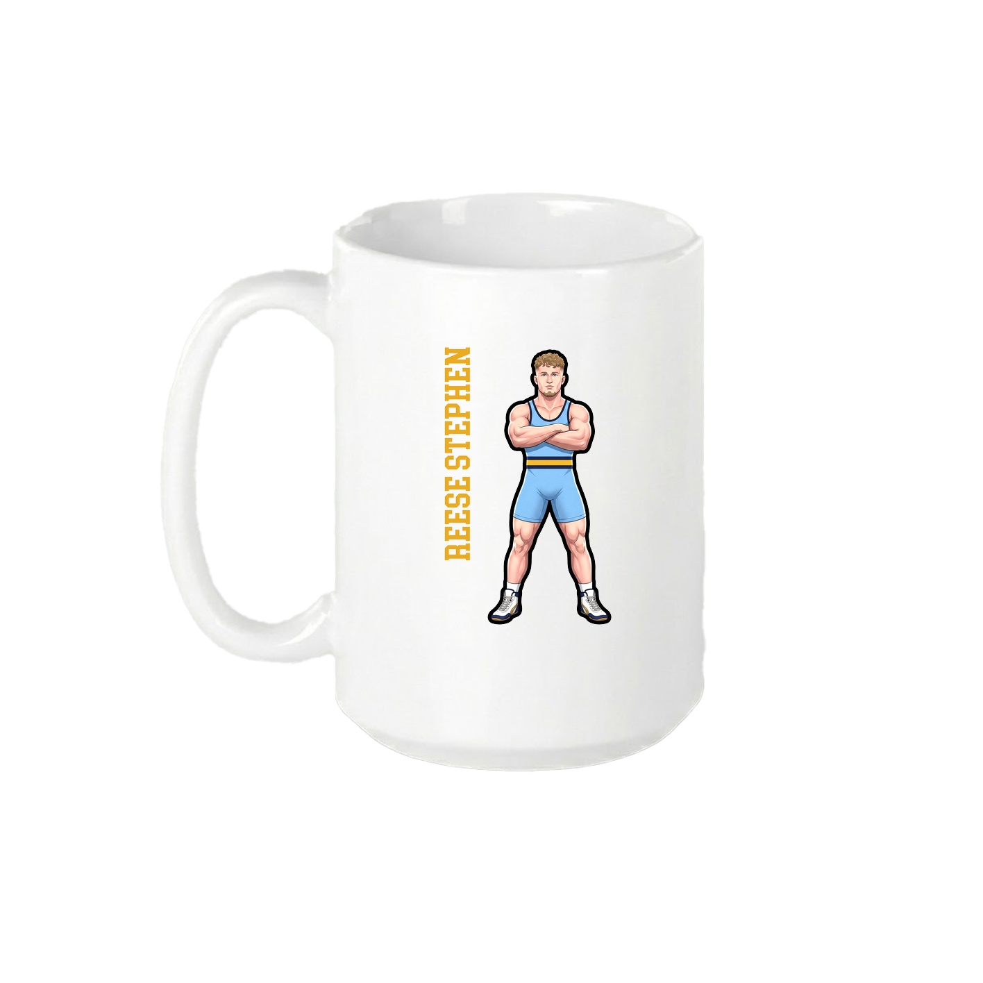 15oz Coffee Mug — Name Vertical in White