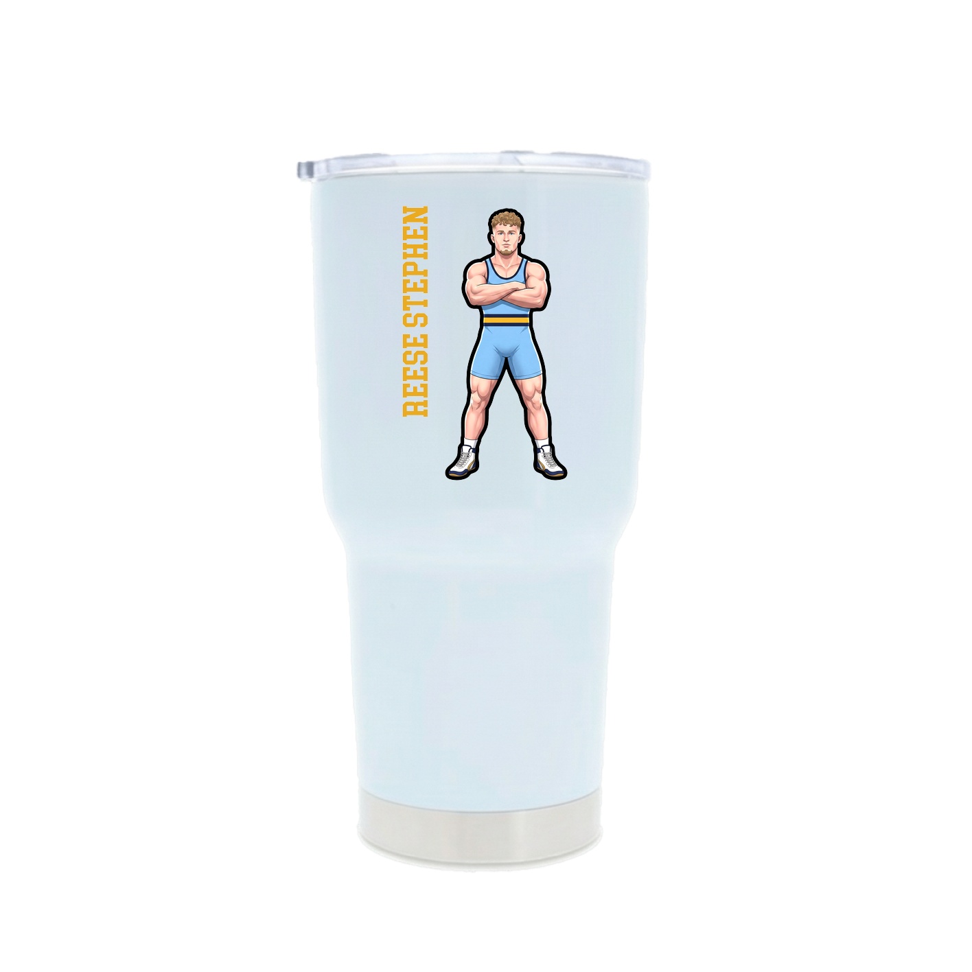30oz Stainless Steel Tumbler — Name Vertical in White