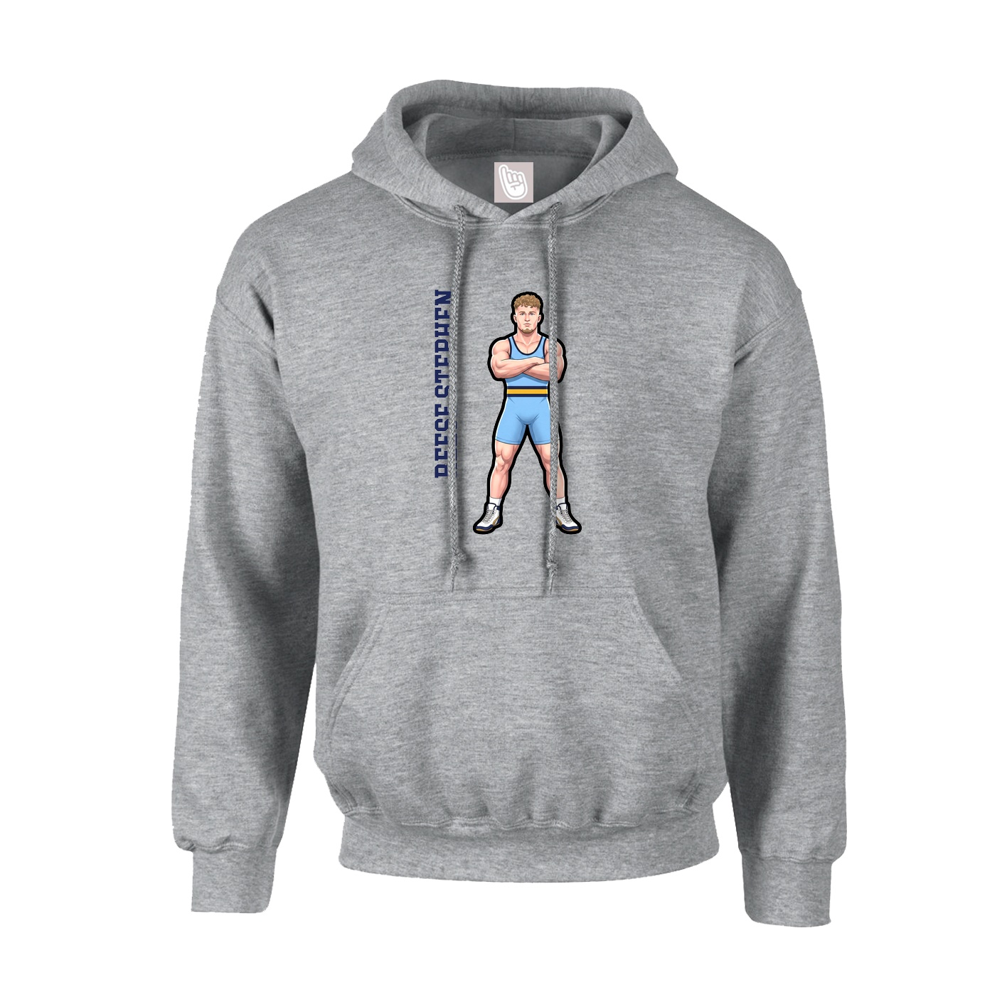 Hoodie — Name Vertical in Grey
