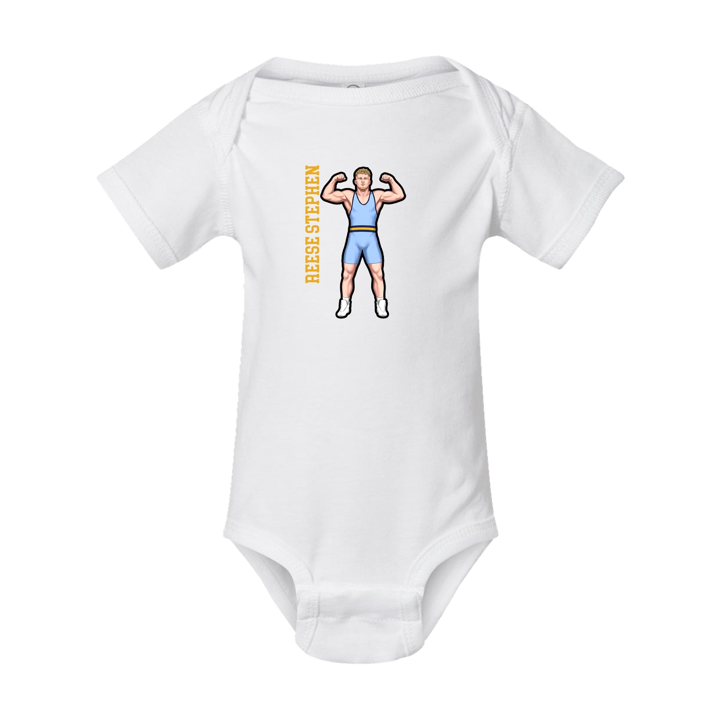 Baby Onesie — Name Vertical in White