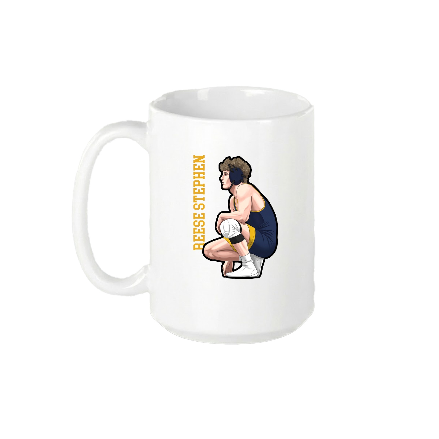 15oz Coffee Mug — Name Vertical in White