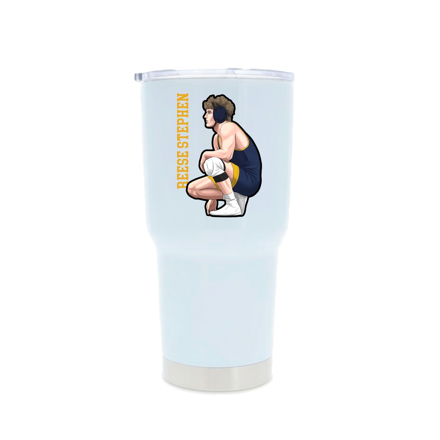 30oz Stainless Steel Tumbler — Name Vertical in White