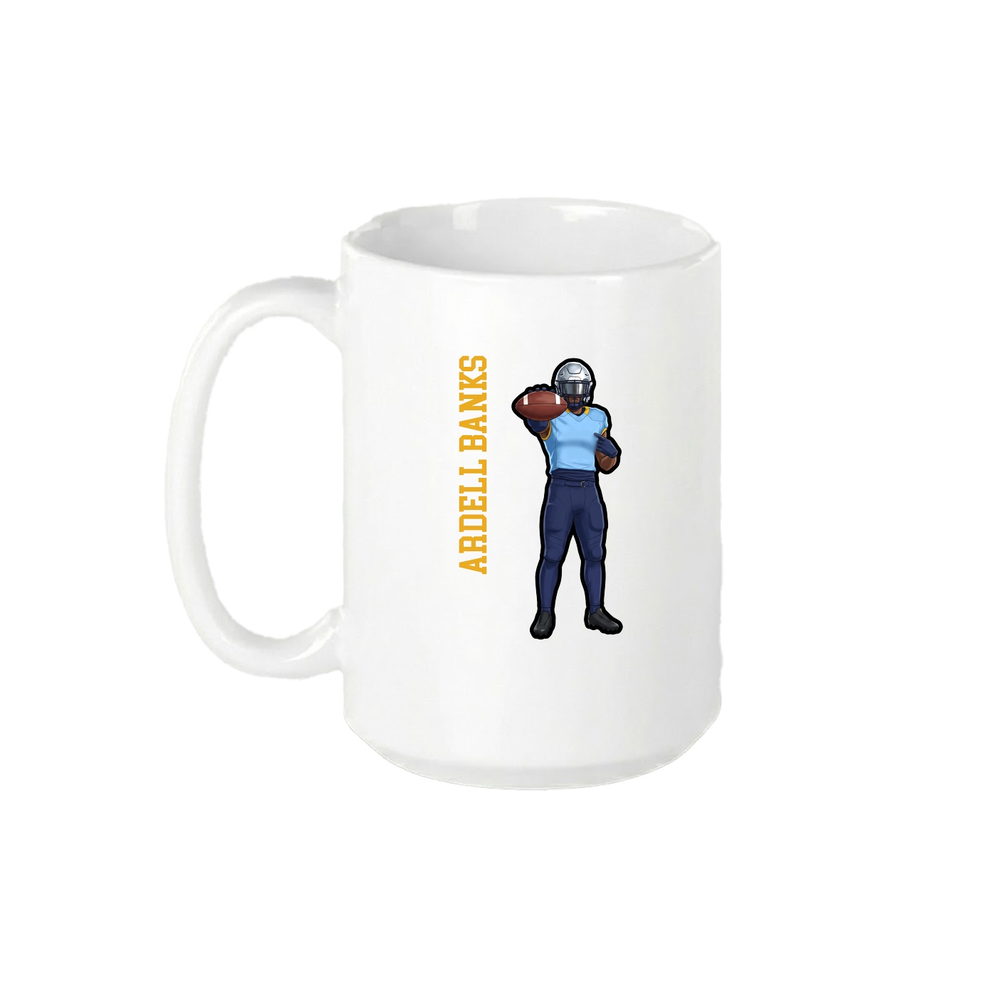 15oz Coffee Mug — Name Vertical in White