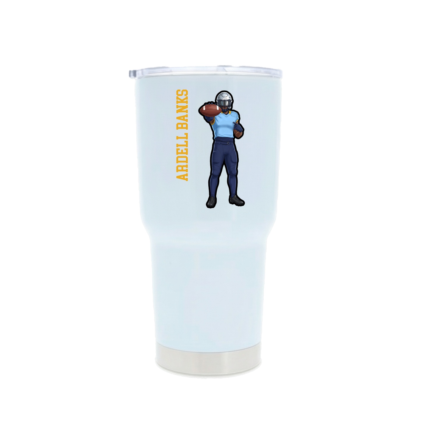 30oz Stainless Steel Tumbler — Name Vertical in White