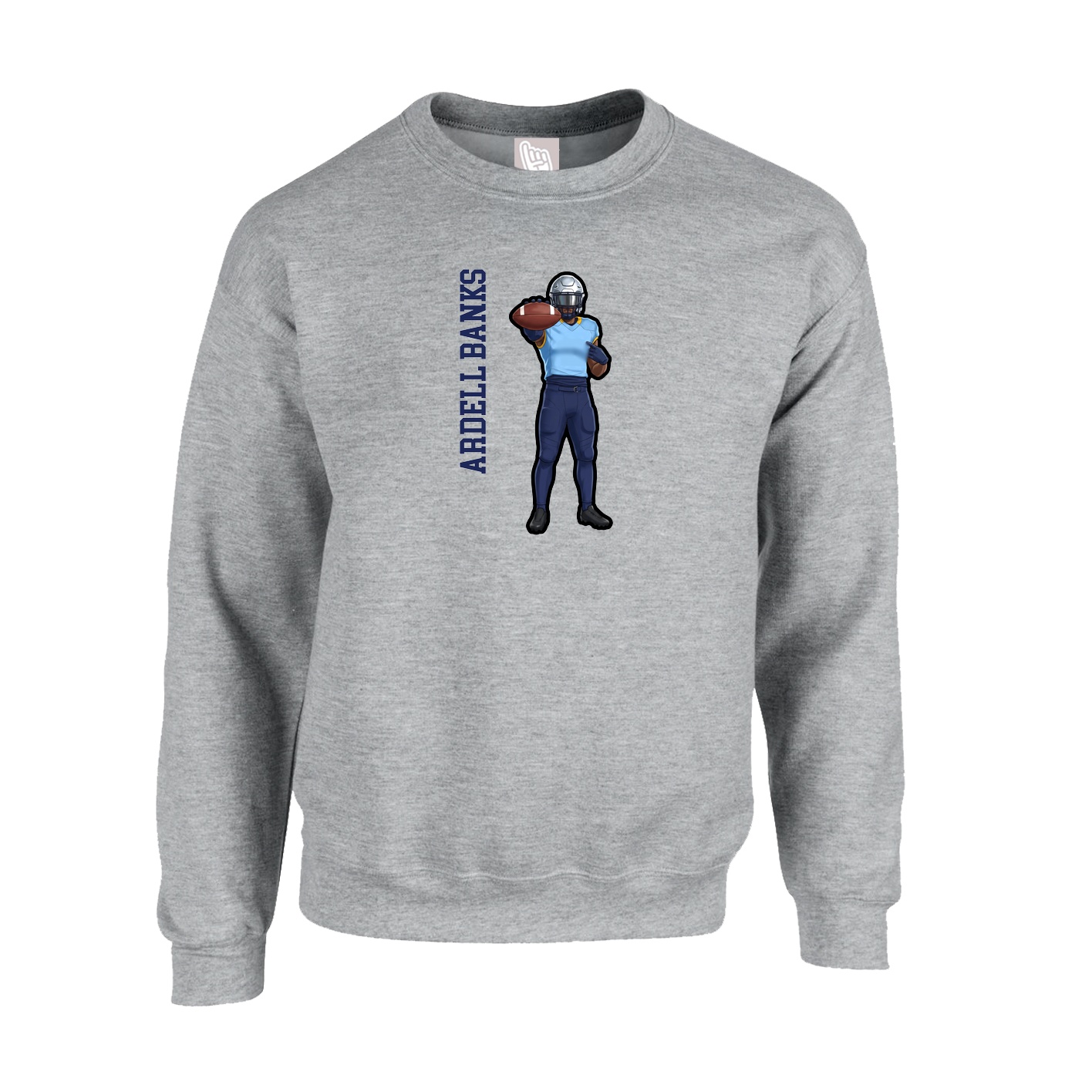 Fleece Crew — Name Vertical in Grey